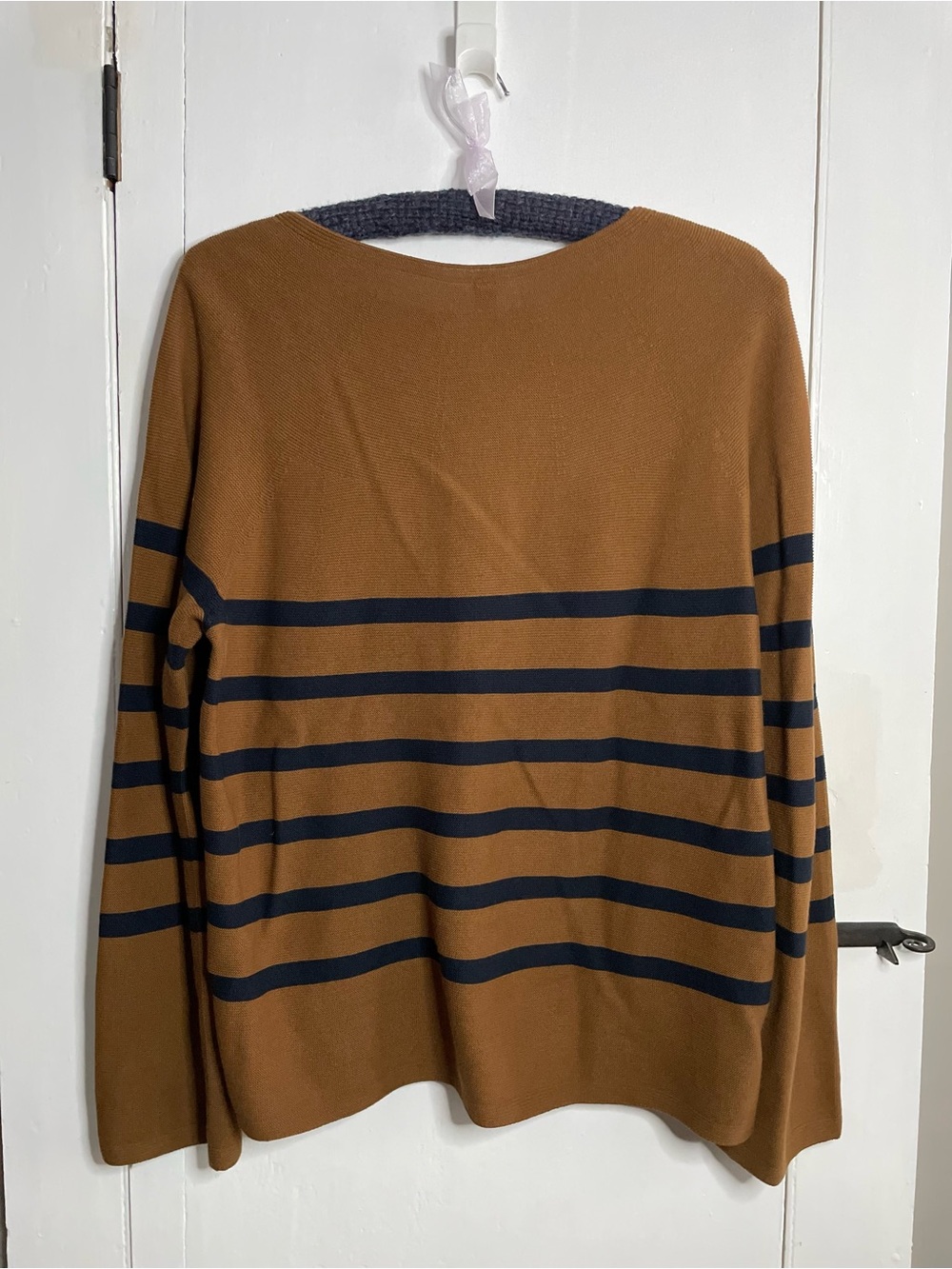UNIQLO 100% COTTON Long Sleeve Striped Crew Neck Knit Sweater Size M - Picture 2 of 4